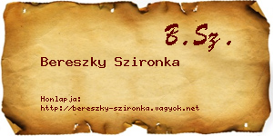 Bereszky Szironka névjegykártya